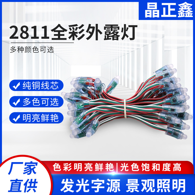 12MM2811ic全彩LED外露灯户外防水灯串跨境爆款跑动打光幻彩灯串