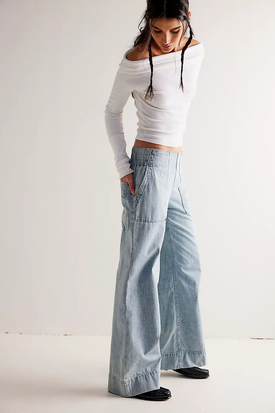 SC European And American Women's Fashion Stylish Low-waist Non-stretch Denim Pants, Trendy Loose Slimming Elastic Waist_ecoleips.com