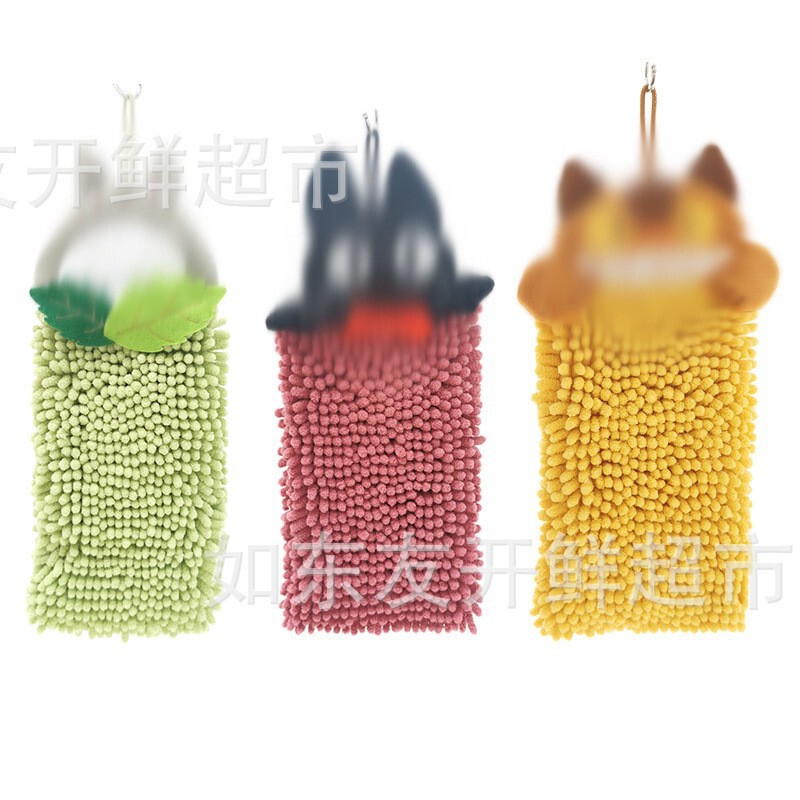 Exported to Japan, Upgraded Chenille Long Large Hand Towel Gray Cat Black Cat Lanyard Hand Towel Export