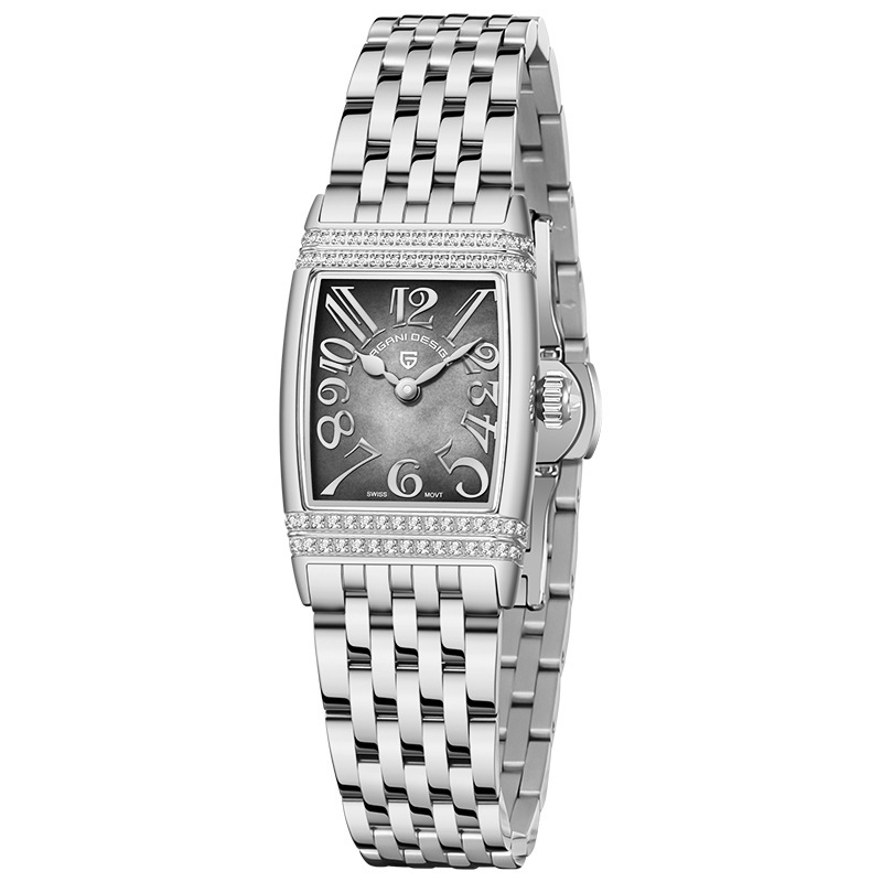 PAGANI bojiani PD1737 mujeres de moda creativa berma placa rhinestone reloj cuadrado Acero inoxidable impermeable reloj