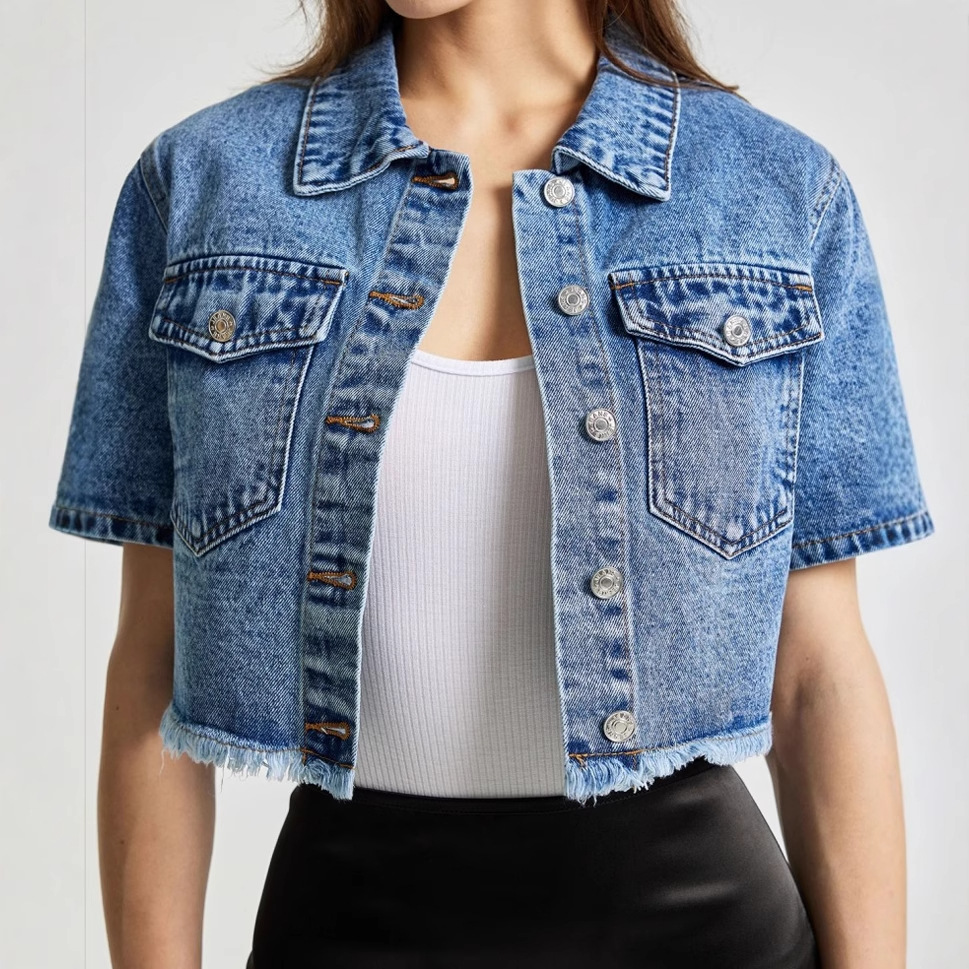 Ready Stock - Yt0042 # Amazon Cross-Border European and American Casual Women's Versatile Slimming Trendy Tops Denim Jackets