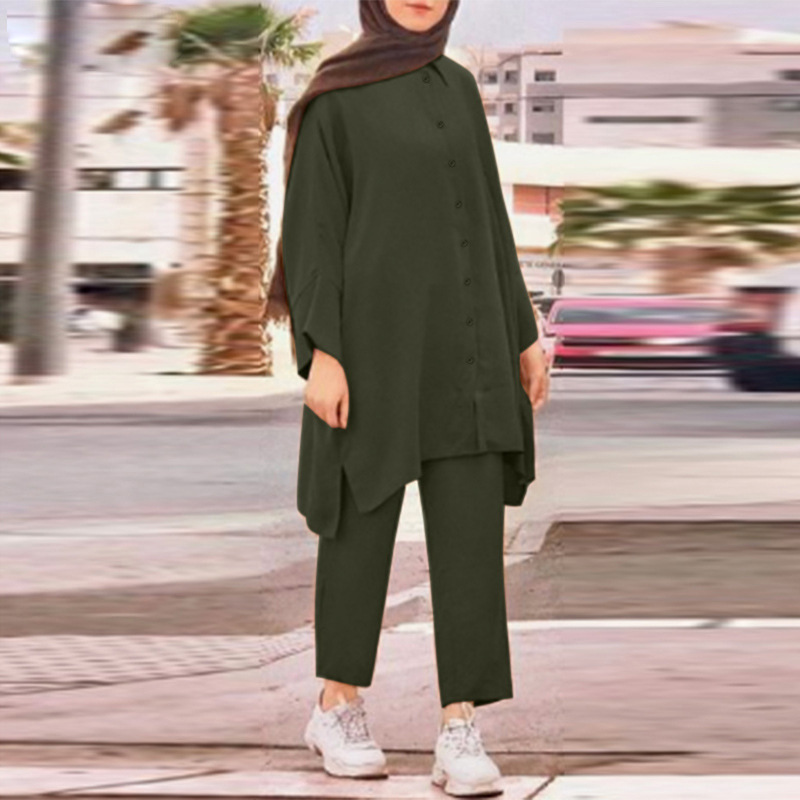 Camisas transfronterizas de mujeres musulmanas de Malasia ropa de mujer ropa de mujer grande moda casual de dos piezas