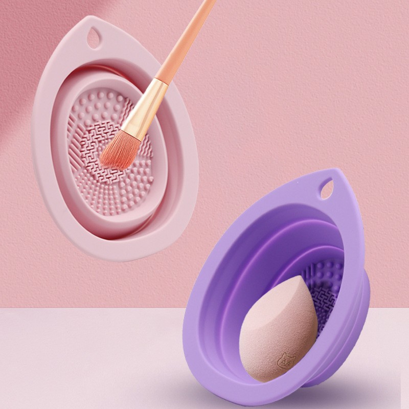 Cepillo plegable de silicona tazón herramientas de maquillaje tazón de limpieza soplo de polvo herramientas de belleza tablero de limpieza cepillo de maquillaje máscara tazón