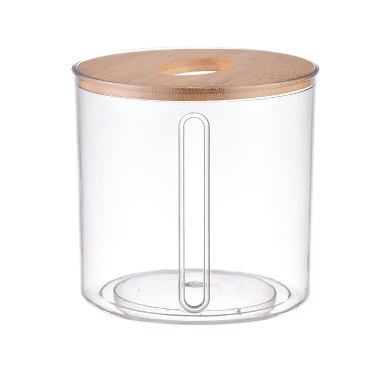 Cubierta de madera de bambú caja de pañuelos de lado redondo creativo doble bombeo tubo de papel cocina baño rollo de papel tubo de almacenamiento