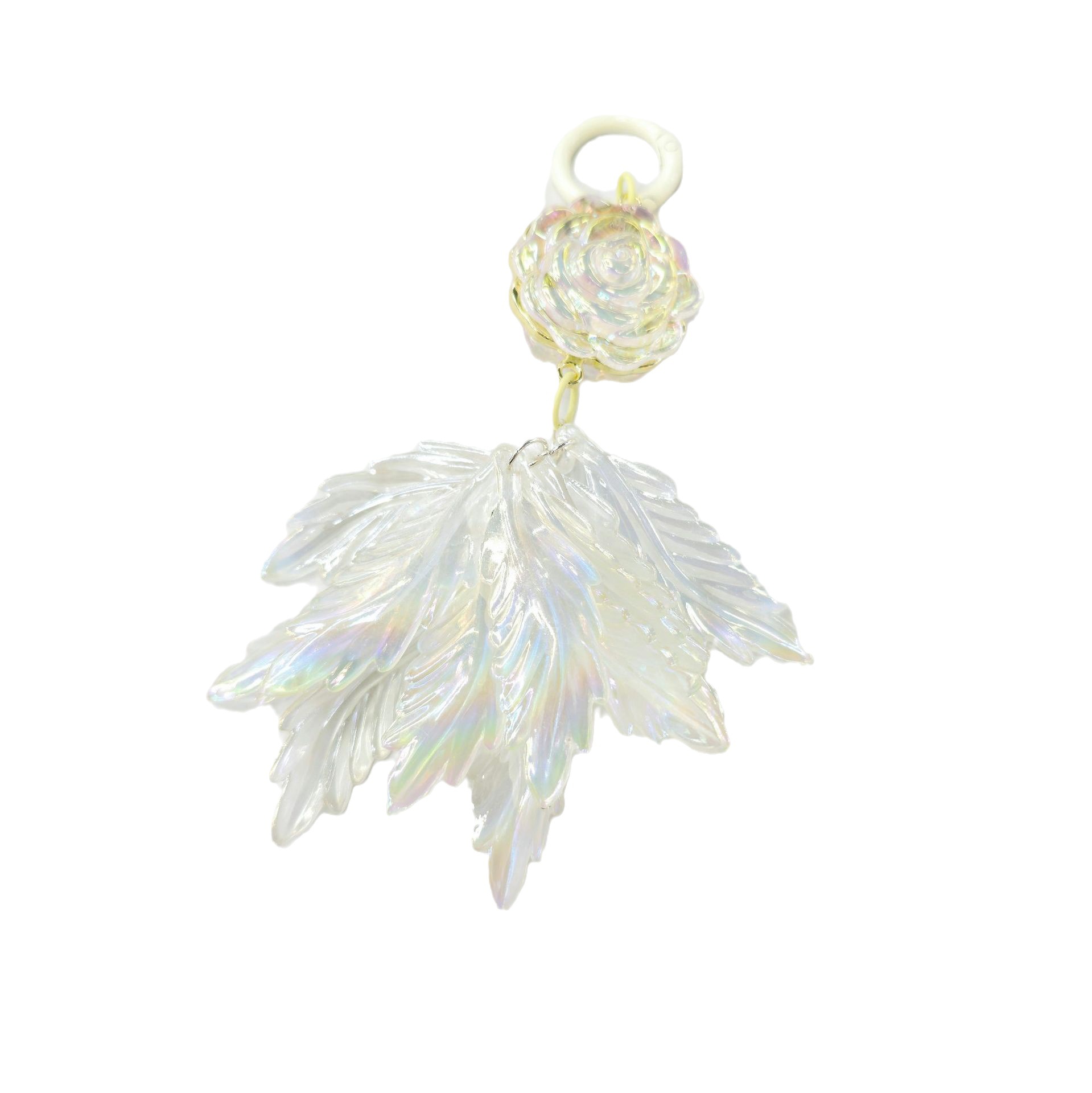 2023 nueva hoja pluma llavero colgante Cadena de teléfono móvil pequeño color fresco color sólido accesorios auricular caso bolsa colgante