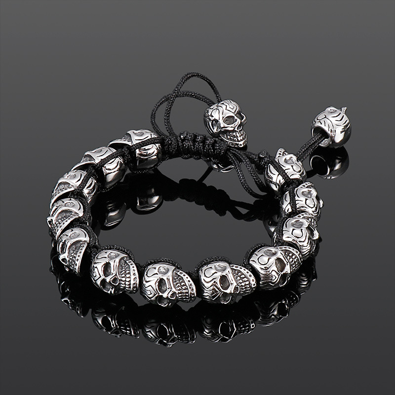 Bracelets Classification Retro Skull Titanium Steel Halloween Men'S Bracelets Men Beaded Bracelets