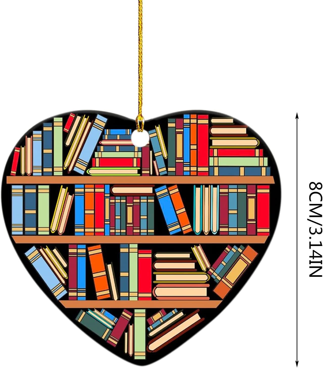 Nuevos productos transfronterizos en forma de corazón librería colgante de automóvil decoración de árbol de Navidad acrílico colgante 8cm