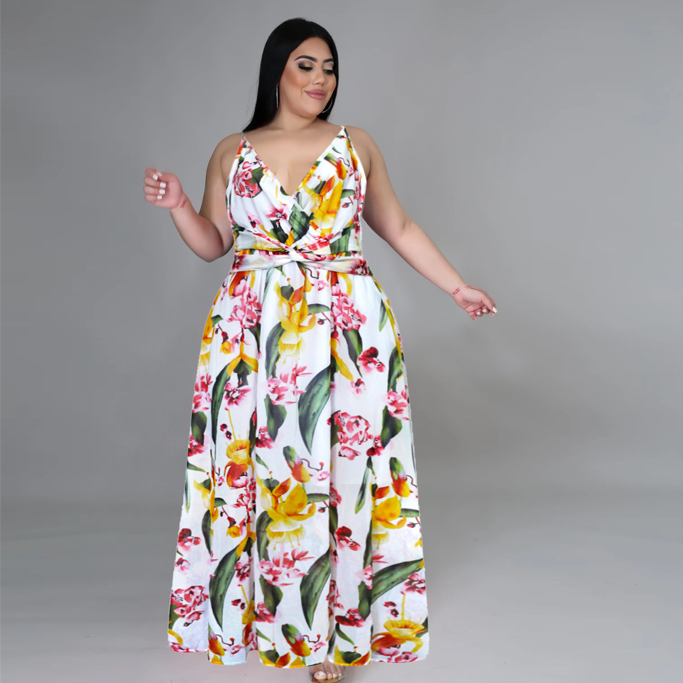 women s sling floral bohemian chiffon dress nihaostyles clothing wholesale NSBMF80105