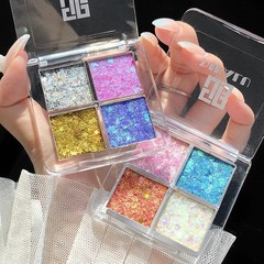DIKALU Four-Color Eyeshadow Palette Shimmering and Sparkling Children's Stage Makeup Super Bright Eyeshadow Gel Glue-Free Cosmetics