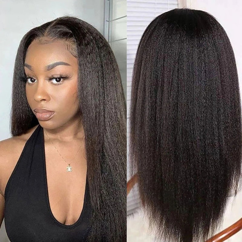 Kinky Straight Human hair Yaki Brazilian...