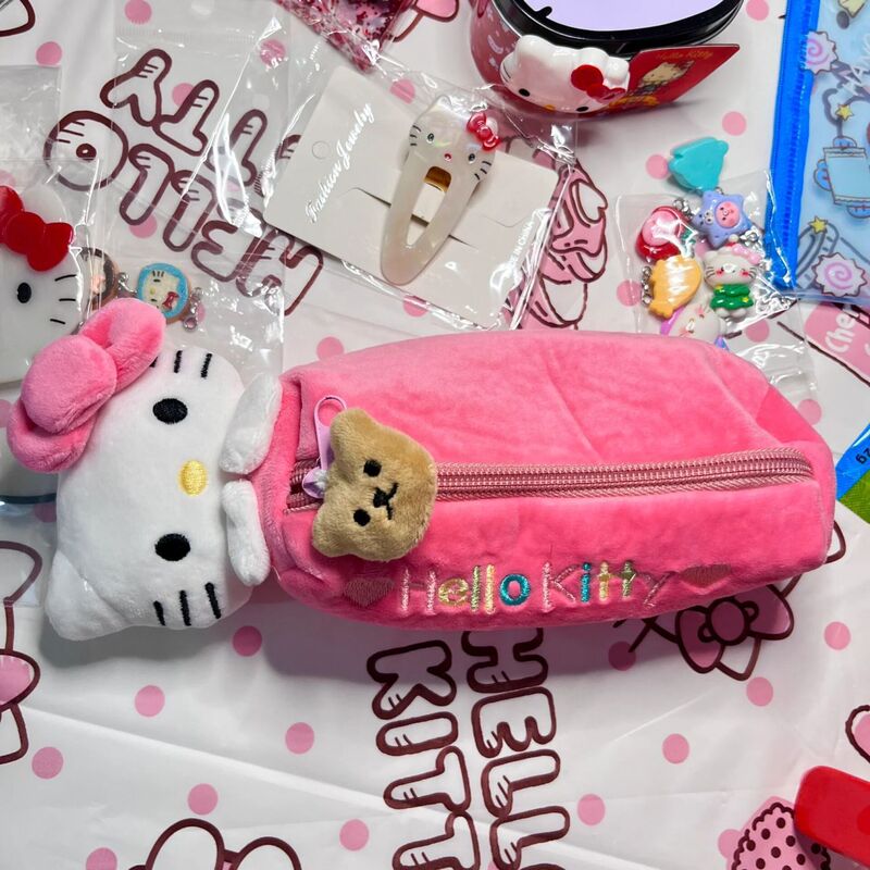 ハローキティ鉛筆バッグ高価値クマ KT 猫収納袋大容量ハローキティ学生鉛筆文具箱|undefined
