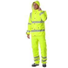 外貿防水反光雨衣夾克套裝高亮保安巡邏建築施工安全防風服工作服