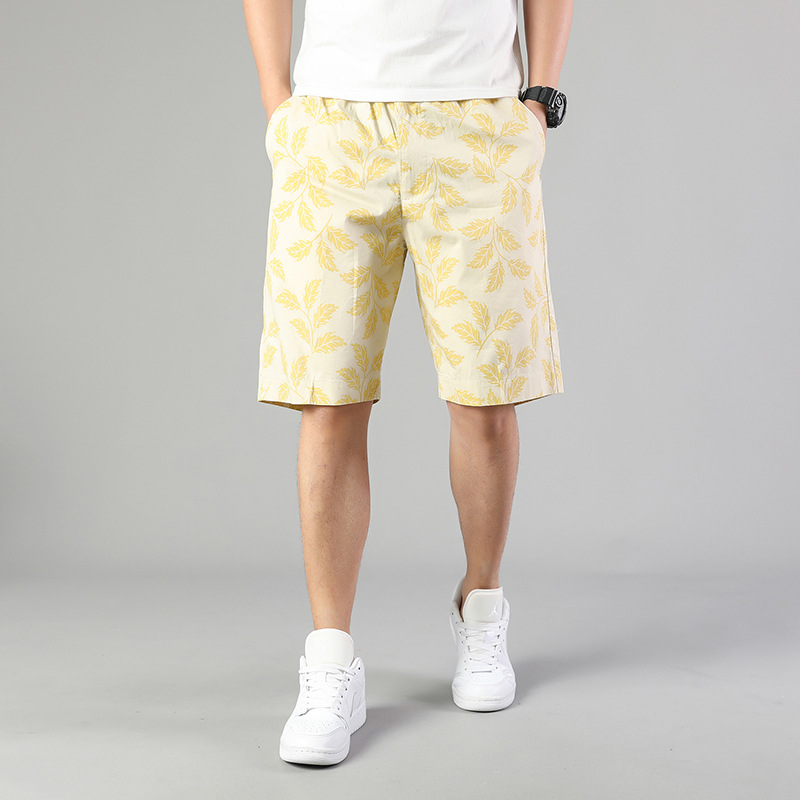 New Summer Shorts for Men, Popular Pure Cotton Casual Loose Outer Wear, Men's Summer Beach Pants, Three-Quarter Pants