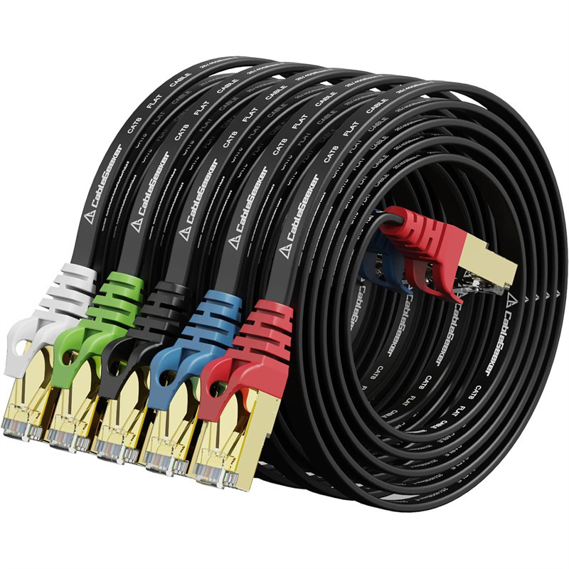 Cable Geek Cat8 Ethernet Cable 3 Feet 5-Pack Black, 40Gbps 2000Mhz High-Speed Lan