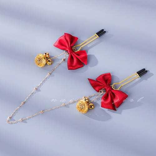 Sex toys sm bow nipple clamp couple flirting and teasing bell clamp couple interactive leather props