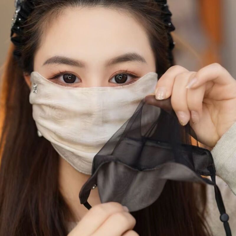 Summer Women's High-Quality Lace Breathable Mask for Outdoor Sports and Cycling, Washable Eye Protection, Cross-Border Eye Protection