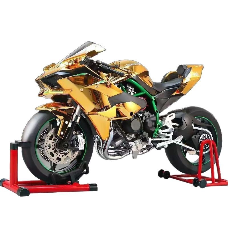 1:6 súper grande eléctrico oro spray Kawasaki H2r llave de arranque aleación modelo de locomotora decoración de motocicleta