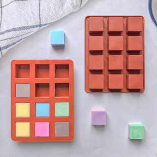 12 Small Squares 595 Biscuit Silicone Mold Candy Pudding Dessert Mold Cake Baking Utensils