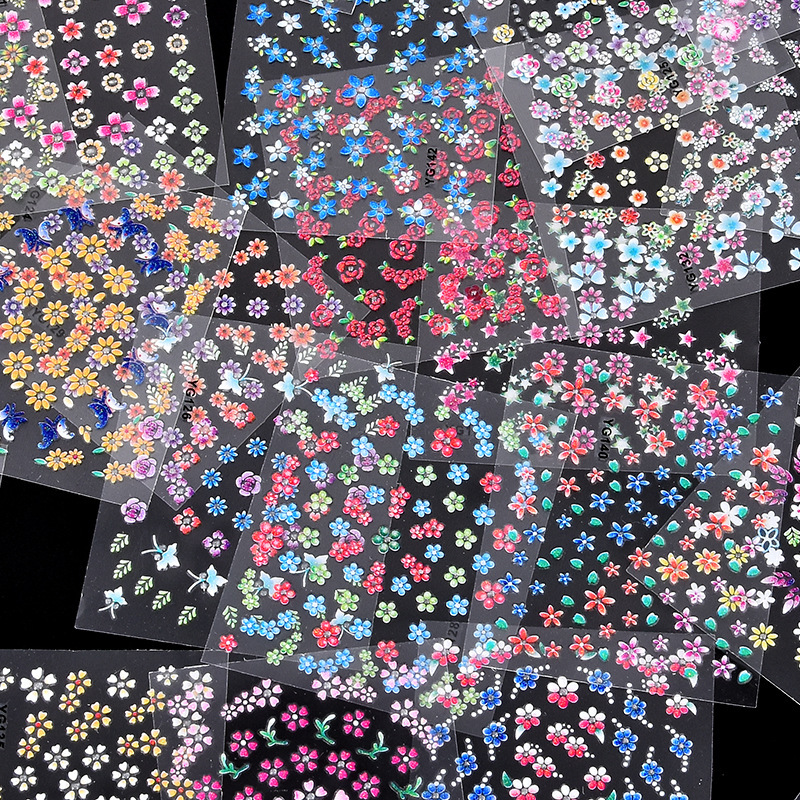 Cross-Border Nail Flower Nail Art Stickers Cute Cherry Blossom Nail Art Stickers 3D Adhesive Coloring Kidsren's Nail Art Stickers