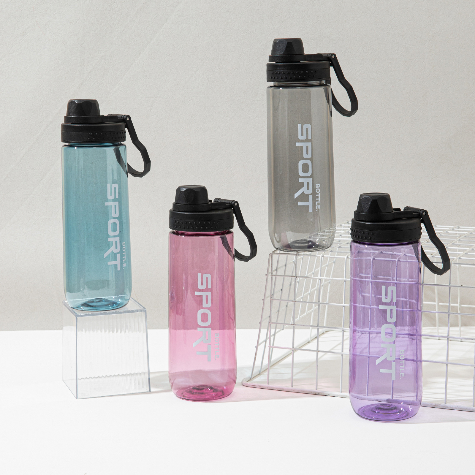 Tazas de agua para hombres y mujeres, botellas de agua de plástico de gran capacidad, estudiantes, resistentes a caídas y a altas temperaturas, deportes de verano, fitness, taza de espacio, taza de té