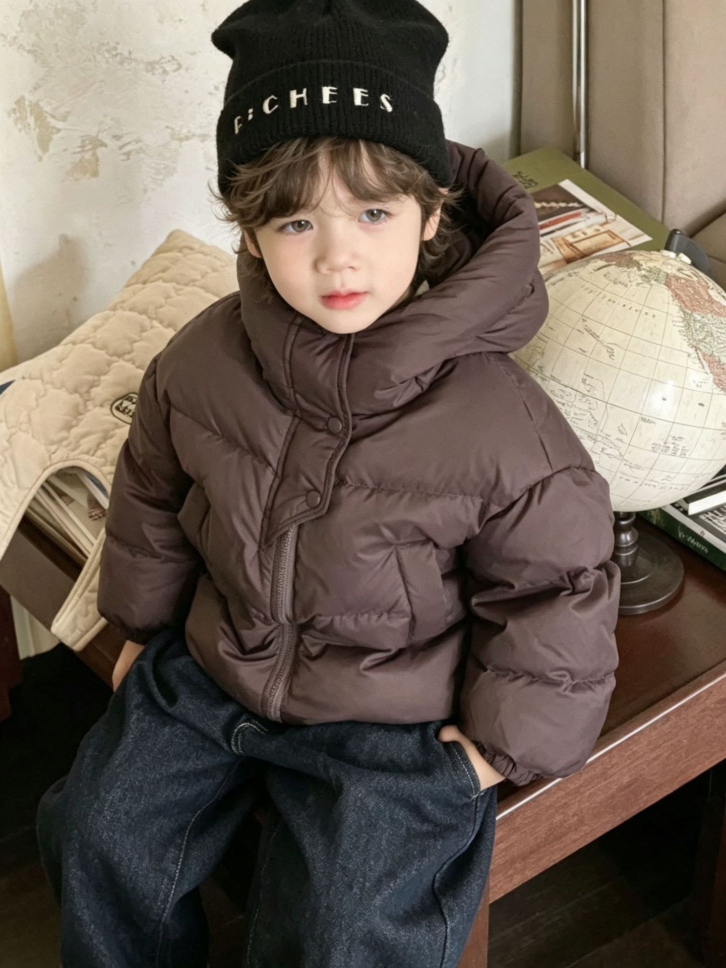 Keep warm winter children's fashionable down jacket with hood for…