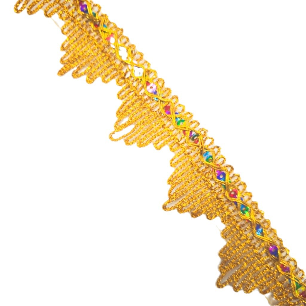 Alambre de oro y plata Lentejuelas de colores, borde de montaña grande, triángulo de encaje, ropa de agua, material decorativo de borde de bricolaje hecho a mano