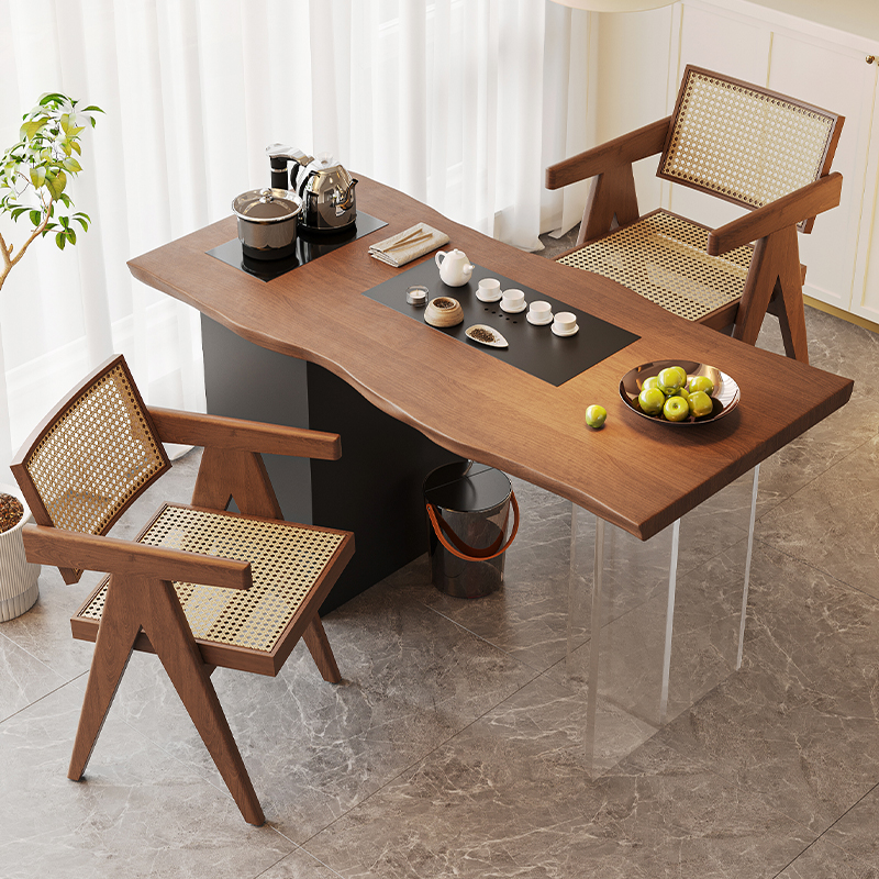 [여유롭게 휴식] 1.0 m 큰 잎 소나무 티 테이블 찬디 가르 의자 * 2