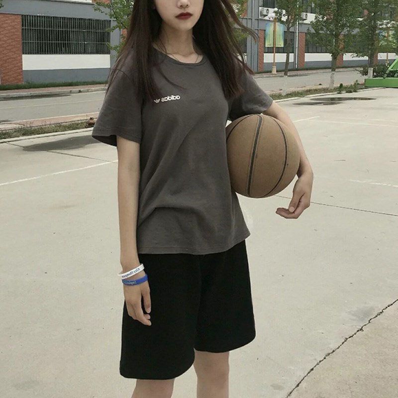 Hong Kong Style Black Sports Shorts Women's Spring and Summer Thin Casual All-Match Middle Pants Outer Wear Tightening Waist Shorts Trendy