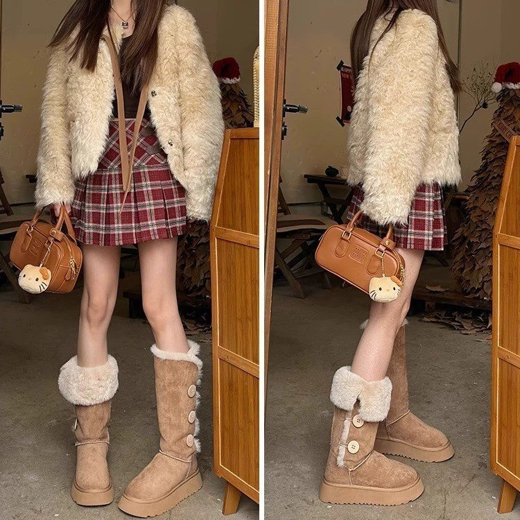 Keep warm non-slip low boots, 2024 years, mid-length