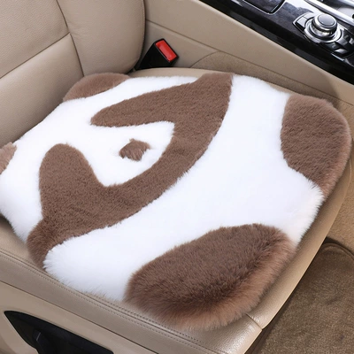 Cute Plush Car Cushion, Wool pad - brown-panda-single-pad