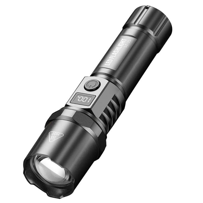 Transfronteriza nueva luz fuerte linterna Super brillante pantalla digital inteligente disparo remoto lámpara de iluminación impermeable larga resistencia de carga de enfoque