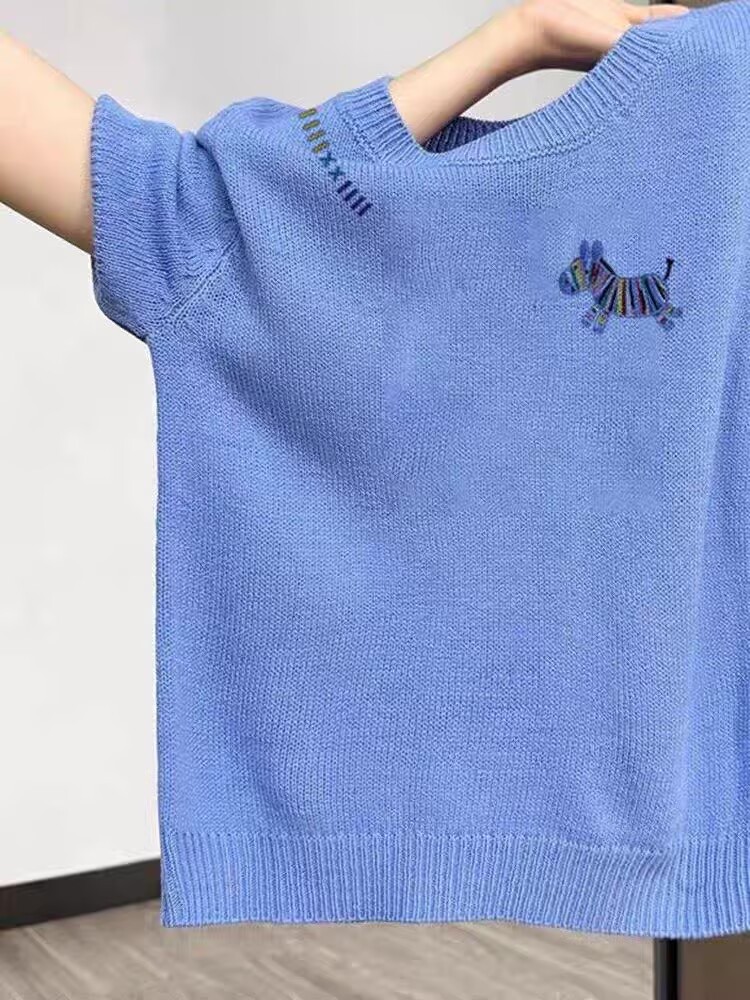 Áo thun polo nữ ngắn tay cổ bẻ, kiểu dáng hiện đại, form thoải mái — xanh lam chi tiết 1