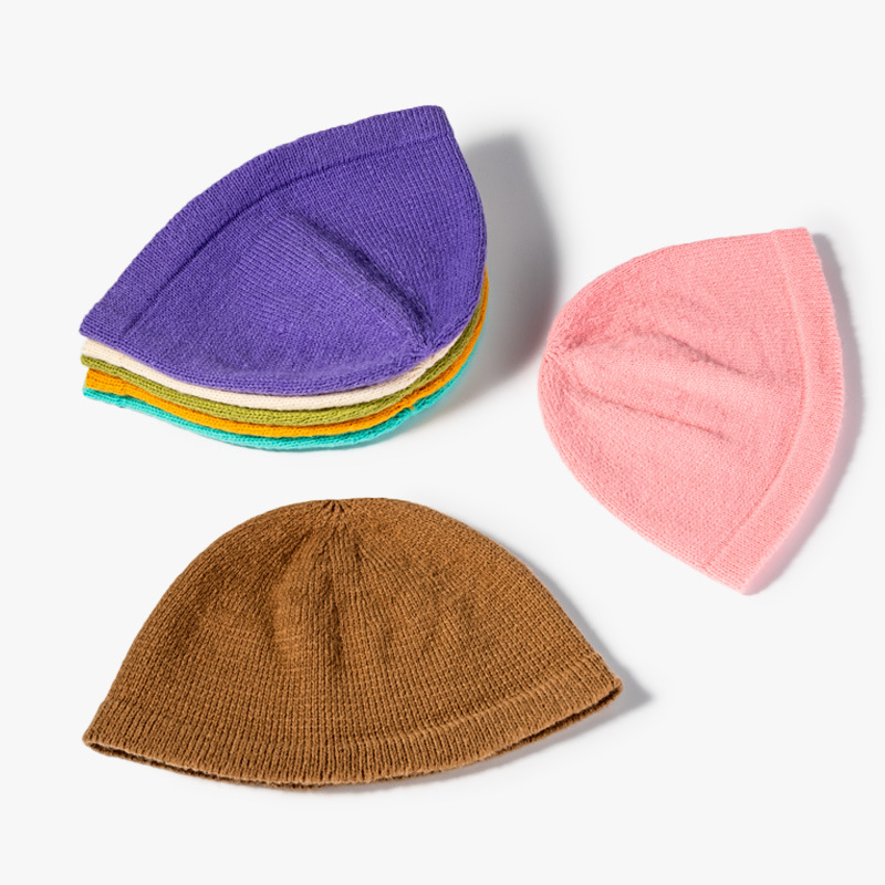 Sombrero de punto de piel de conejo de imitación para hombres y mujeres mismo estilo pareja europeo y americano Otoño e Invierno sombrero de punto sombrero de color caramelo moda todo partido