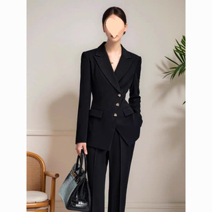 Black Suit Suit for Female College Students in Spring & Fall, High-End Waist Suit, Formal Design, Niche Lawyer Suit