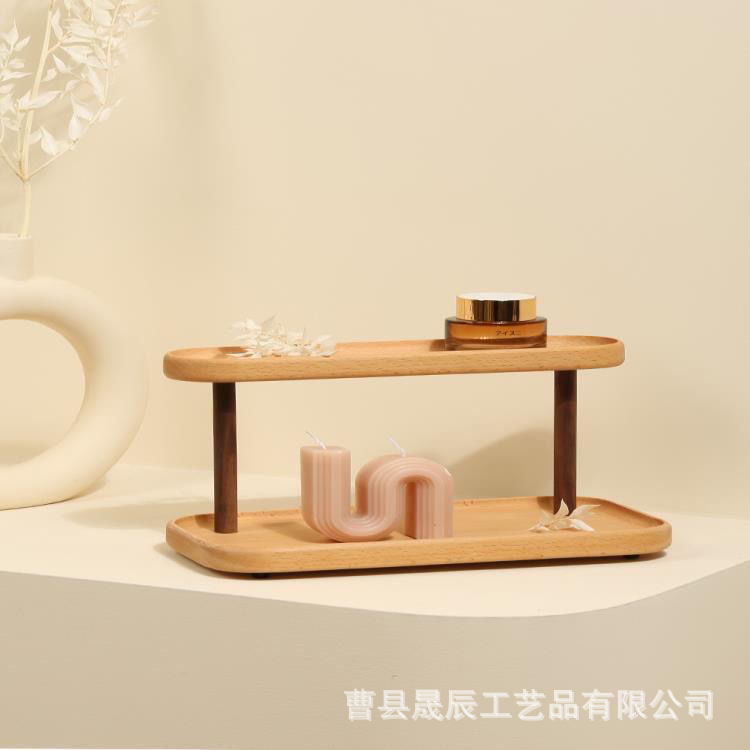 Estante de Almacenamiento de Escritorio de Madera para Cosméticos, Lápiz Labial, Perfume, Estante de Exhibición de Madera Maciza de Varias Capas para Muñecas