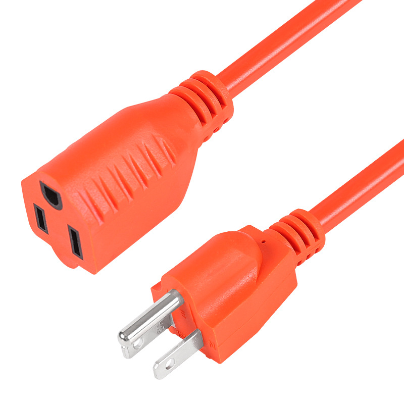 跨境美式三插延长线 美规公母对插电源线 美标三芯室内外延长线