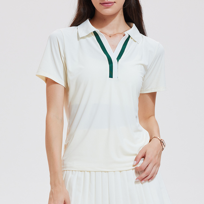 Caijue nuevo trajes deportivos transfronterizos para mujeres anti-corrido ocio camisa de polo de manga corta camisa de tenis de plumas para mujeres
