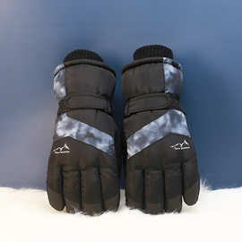 源头厂家  A1613男士拼接扎染保暖防风滑雪手套   批发