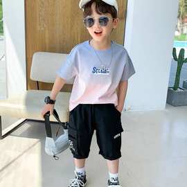 童装男童夏装短袖套装2024新款潮宝宝洋气儿童两件套男孩韩版运动