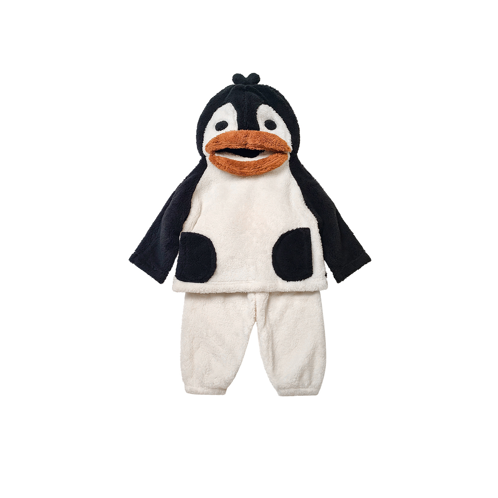 25099 Traje de Felpa de Pingüino para Niños, Otoño e Invierno, Traje de Casa de Forro Polar de Doble Cara para Bebés, Cálido y Lindo