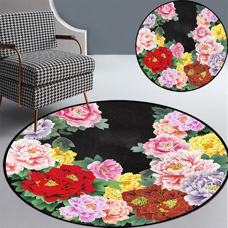 印花圆形地毯,客厅地毯,简约地毯