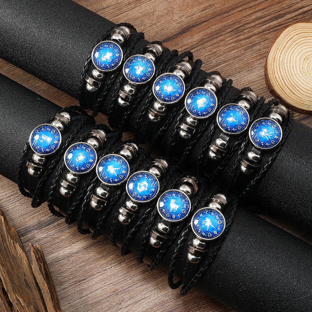 Retro Constellation Pu Leather Knitting Unisex Bracelets display picture 2