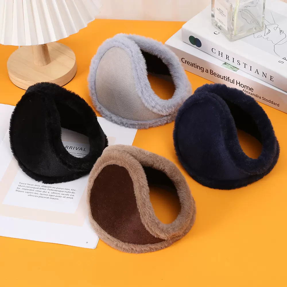 潮流男毛绒耳套后戴式简约纯色时尚耳罩秋冬防风护耳保暖耳包批发