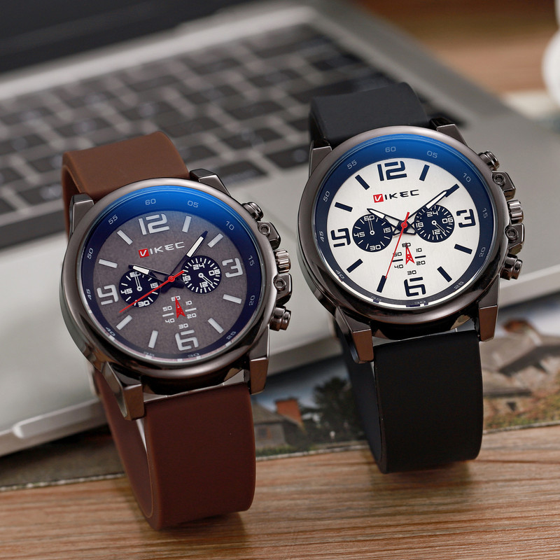 New men's watch sports life waterproof silicone watch soft leather Korean style large quartz watch wholesale