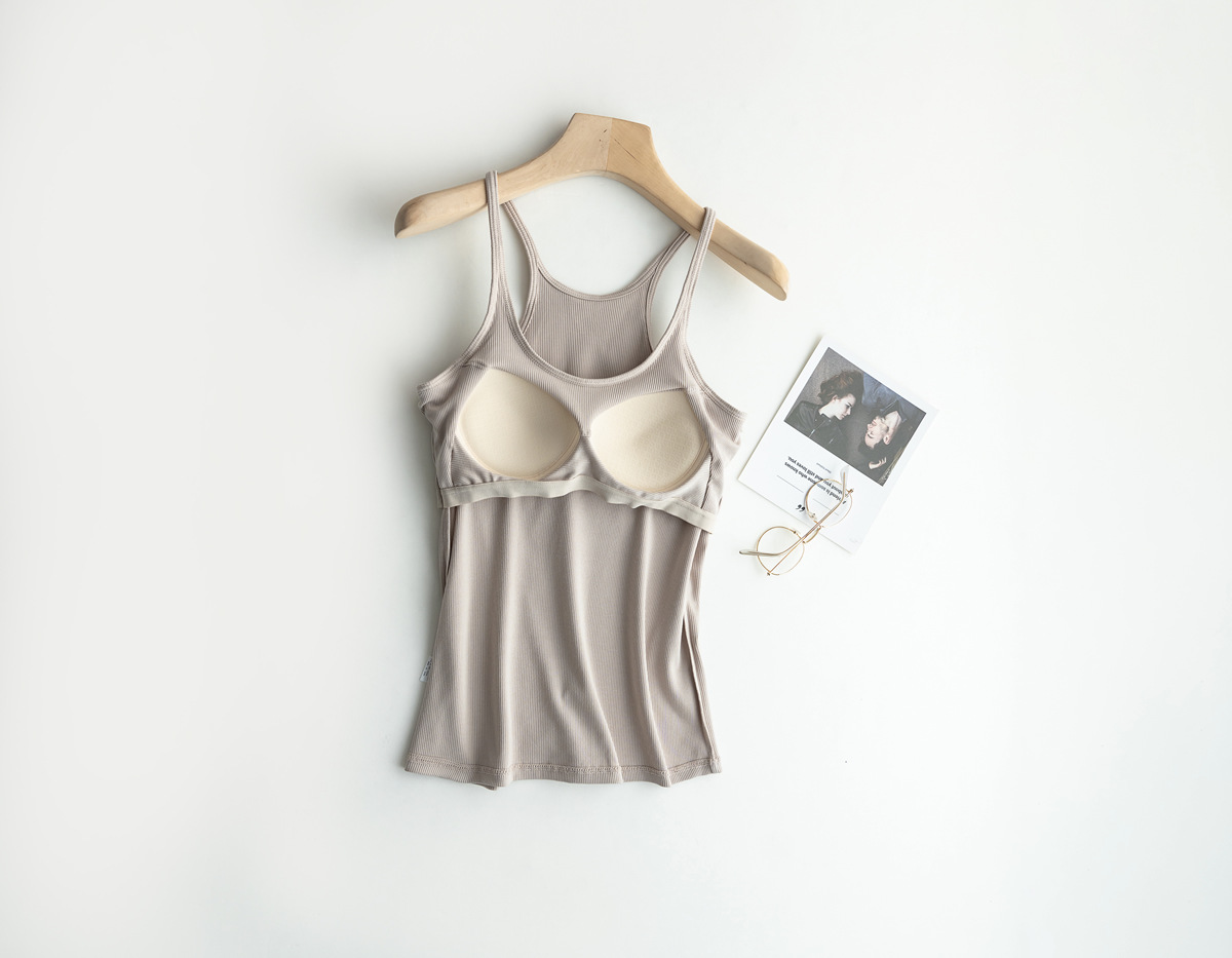 Description Picture 5 of itemWomen Padded Soft Casual Bra Tank Top Women Spaghetti Cami Top Thread Vest Female Camisole With Built In Bra