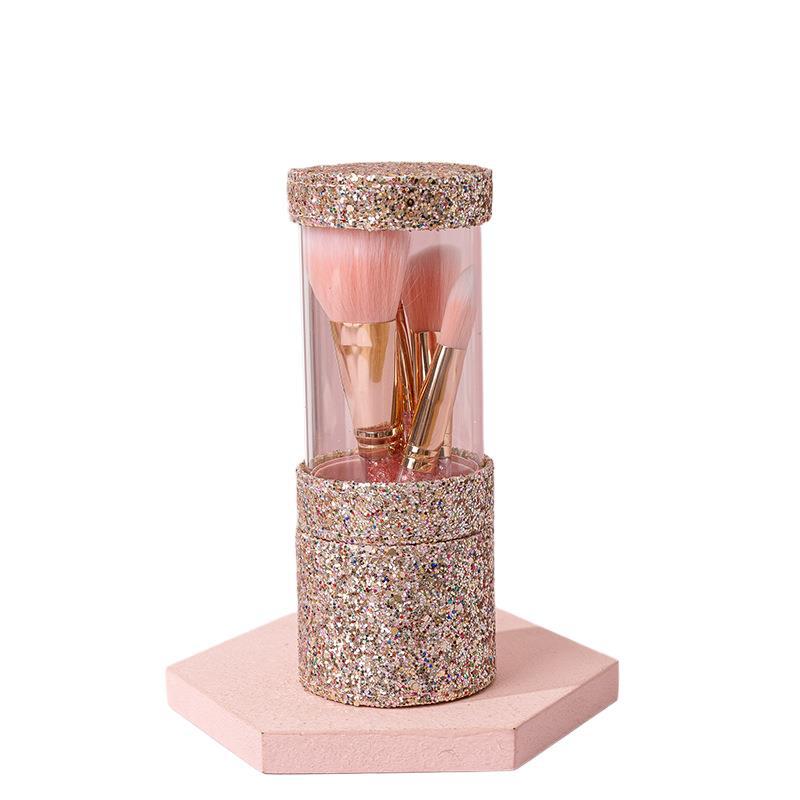 RUBYFACE - Conjunto de 7 Pincéis com Cabo de Strass, Corpo com Glitter - Ferramentas de Maquiagem Profissionais para Uso Internacional_voghion.com