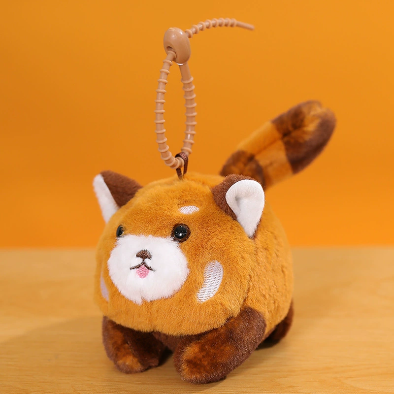 Plush Keychain Doll, Cute Kitty/Rabbit/Panda on Lanyard with Bell, 6.7×6.2×8.2 cm