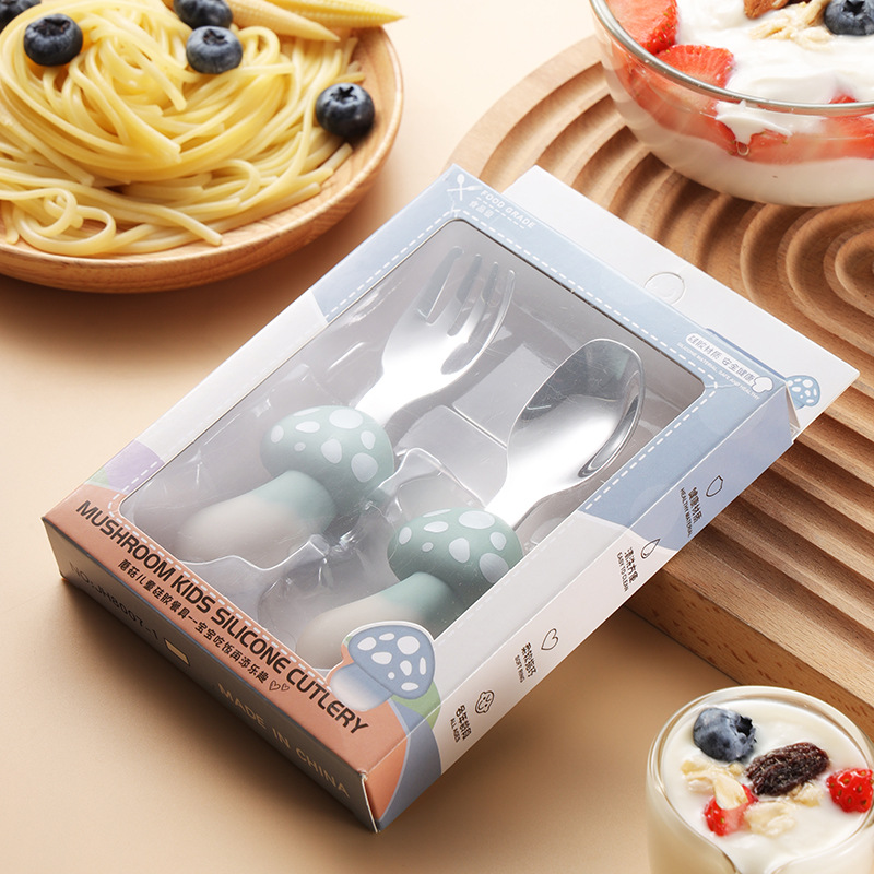 녹색 버섯★포크와 스푼 세트 [컬러박스 포장]
