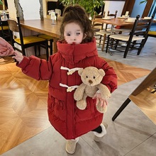 女童2025新款洋气冬季中长款女宝宝羽绒棉服秋冬款儿童冬装外套