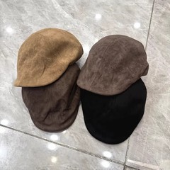 秋冬保暖磨毛鹿茸皮显瘦前进帽子女百搭休闲个性短遮鸭舌帽贝雷帽